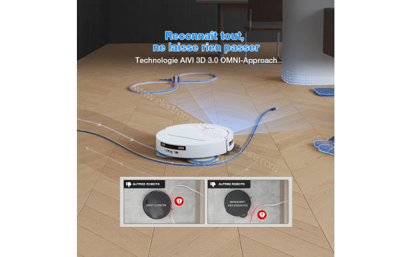 ECOVACS DEEBOT T50 Pro Omni Gen3 Blanc - Technologie AIVI 3D 3.0 OMNI-Approach