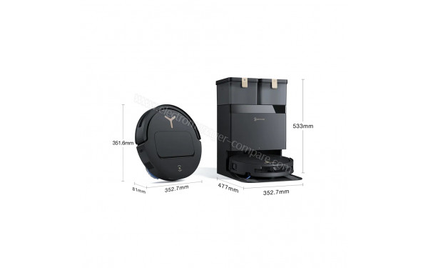 ECOVACS DEEBOT T50 Pro Omni Gen3 Noir - Dimensions