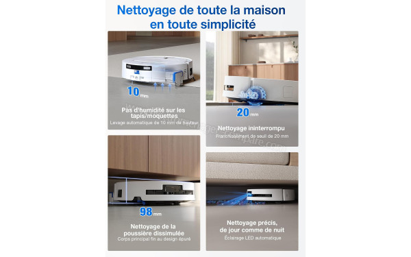 ECOVACS DEEBOT T80 Omni Blanc - Nettoyage de toute la maison en toute simplicit&eacute;