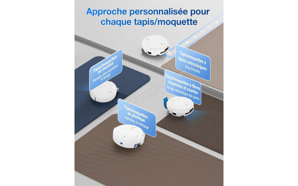ECOVACS DEEBOT T80 Omni Blanc - Approche personnalis&eacute;e pour chaque tapis/moquette