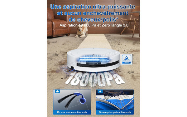 ECOVACS DEEBOT T80 Omni Blanc - Brosses anti-noeuds