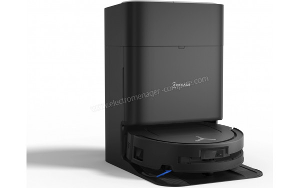 ECOVACS DEEBOT T80 Omni Noir - Vue de 3/4 gauche sur la base de chargement