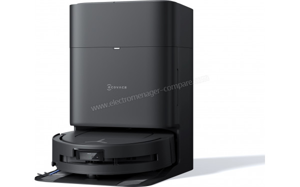 ECOVACS DEEBOT T80 Omni Noir - Vue de 3/4 droite sur la base de chargement