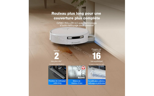 ECOVACS DEEBOT T90 Omni Blanc - OZMO ROLLER 3.0 
