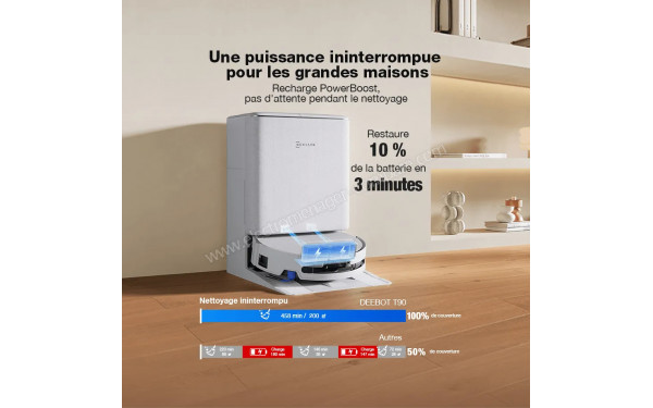 ECOVACS DEEBOT T90 Omni Blanc - Recharge PowerBoost