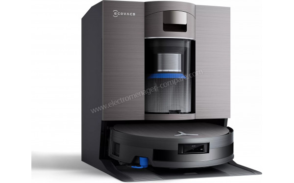 ECOVACS DEEBOT X11 OmniCyclone - Vue de 3/4 gauche sur la base de chargement