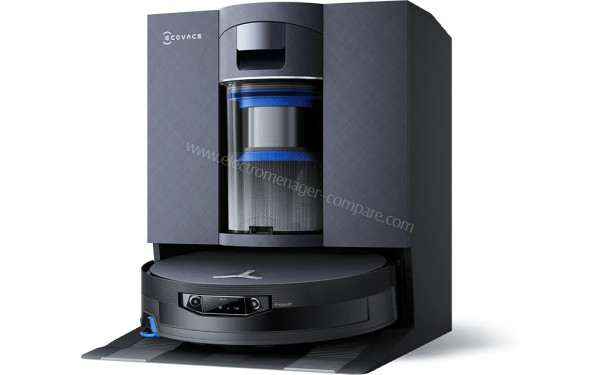 ECOVACS DEEBOT X12 OmniCyclone Noir - Vue de 3/4 droite sur la station de chargement