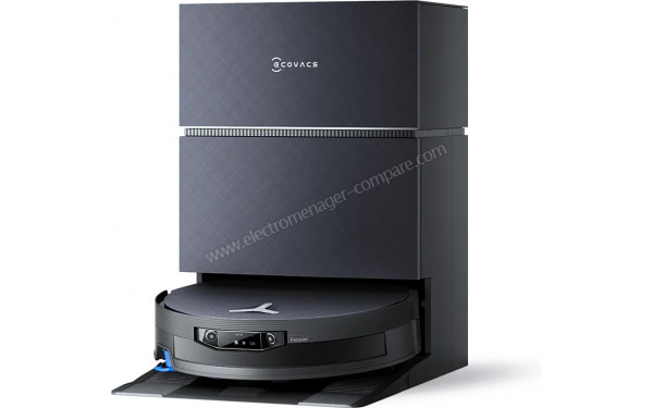 ECOVACS DEEBOT X12 Pro Omni Noir - Vue de 3/4 droite sur la station de chargement