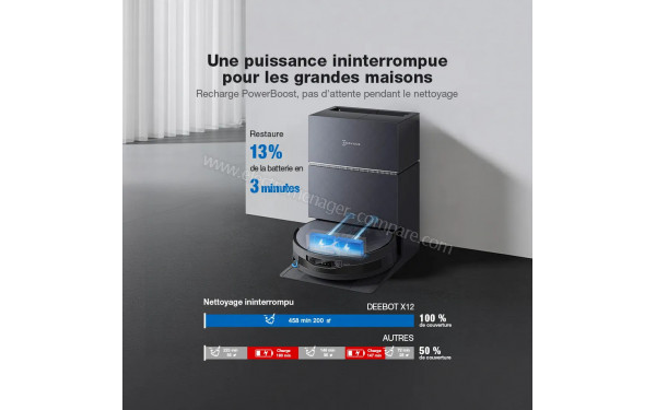 ECOVACS DEEBOT X12 Pro Omni Noir - Recharge PowerBoost