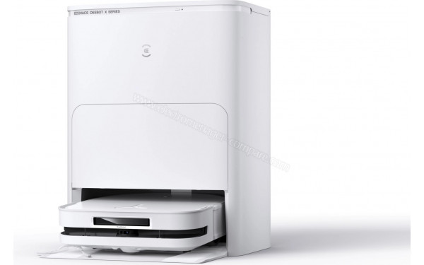 ECOVACS DEEBOT X5 Omni Blanc - Vue de 3/4 droite sur la base de chargement