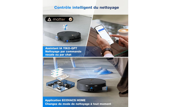 ECOVACS DEEBOT X9 Pro Omni Noir - Contr&ocirc;le intelligent du nettoyage