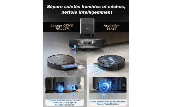 ECOVACS DEEBOT X9 Pro Omni Noir - S&eacute;pare salet&eacute;s humides et s&egrave;ches