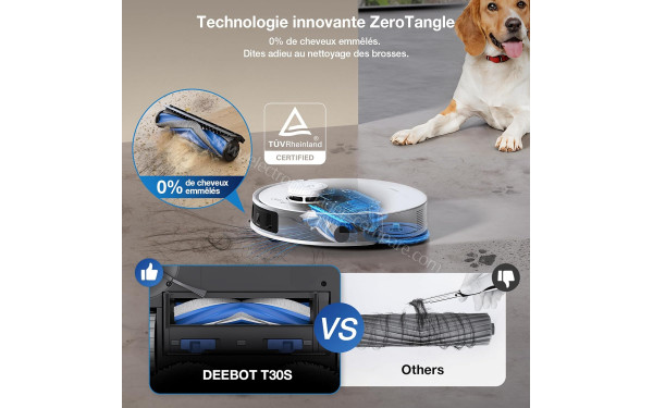 ECOVACS DEEBOT T30S Blanc - Technologie ZeroTangle