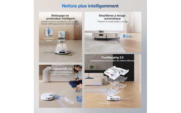ECOVACS DEEBOT T30S Blanc - Nettoyage intelligent