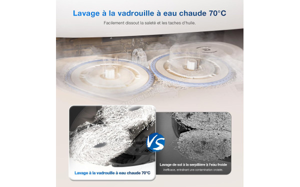 ECOVACS DEEBOT T30S Combo Blanc - Lavage &agrave; l'eau chaude