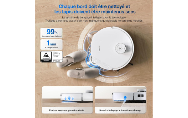 ECOVACS DEEBOT T30S Combo Blanc - Technologie TruEdge 