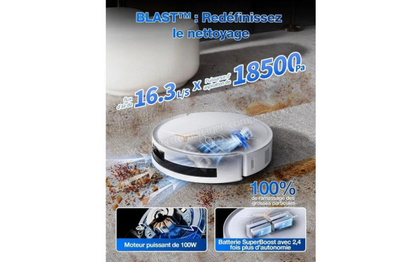 ECOVACS DEEBOT T50 Max Pro Omni Gen 2 Blanc - Puissance d'aspiration