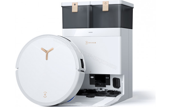 ECOVACS DEEBOT T50 Max Pro Omni Blanc - Vue de dessus avec base de chargement
