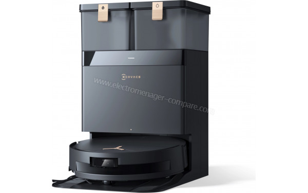 ECOVACS DEEBOT T50 Max Pro Omni Noir - Vue de 3/4 droite sur la base de chargement