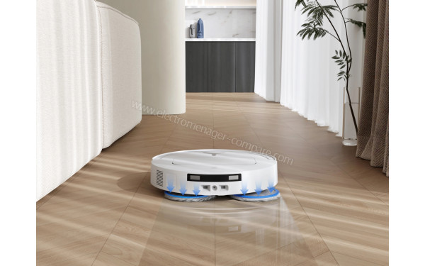 ECOVACS DEEBOT T50 Omni Blanc - Double serpilli&egrave;res rotatives