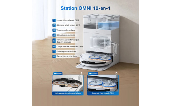 ECOVACS DEEBOT T50 OMNI Gen2 Blanc - Station OMNI 10-en-1