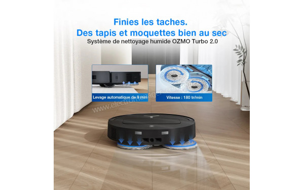 ECOVACS DEEBOT T50 OMNI Gen3 Noir - Syst&egrave;me de nettoyage humide OZMO Turbo 2.0