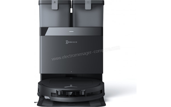ECOVACS DEEBOT T50 Omni Noir - Vue de face sur la base de chargement