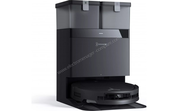 ECOVACS DEEBOT T50 Pro Omni Gen2 Noir - Vue de 3/4 gauche sur la base de chargement