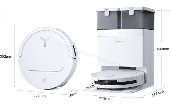 ECOVACS DEEBOT T50 Pro Omni Gen2 Blanc - Dimensions