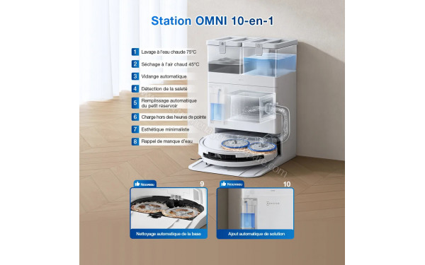 ECOVACS DEEBOT T50 Pro Omni Gen2 Blanc - Station OMNI 10-en-1