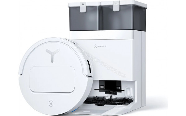 ECOVACS DEEBOT T50 Pro Omni Blanc - Vue de dessus avec base de chargement