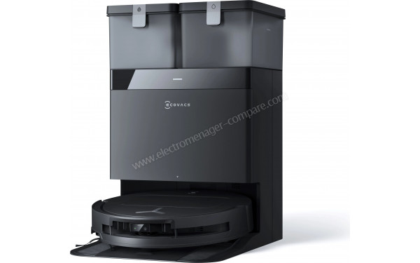 ECOVACS DEEBOT T50 Pro Omni Noir - Vue 3/4 droite sur la base de chargement