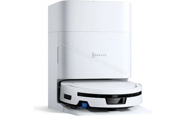 ECOVACS DEEBOT T90 Max Omni Blanc - Vue de 3/4 gauche sur la station de chargement