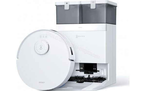 ECOVACS DEEBOT T30C Pro Omni Gen 2 Blanc - Vue de 3/4 droite et station de chargement