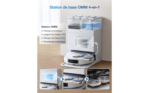 ECOVACS DEEBOT T30C Pro Omni Gen 2 Blanc - Station de base OMNI 4-en-1