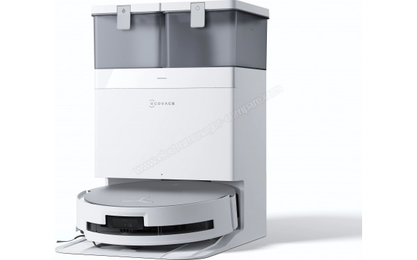 ECOVACS DEEBOT X8 Omni Blanc - Vue 3/4 droite sur la station de chargement