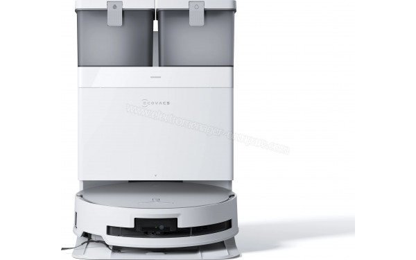 ECOVACS DEEBOT X8 Omni Blanc - Vue de face sur la station de chargement