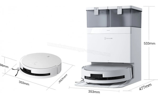 ECOVACS DEEBOT X8 Omni Blanc - Dimensions