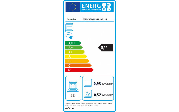 ELECTROLUX COX8P08WH - &Eacute;tiquette &eacute;nergie