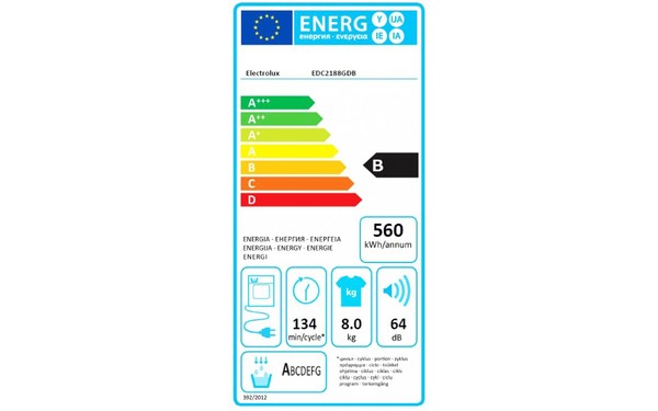 ELECTROLUX EDC2188GDB - &Eacute;tiquette &eacute;nergie