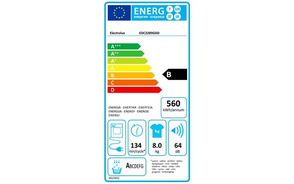 ELECTROLUX EDC2289GDD - &Eacute;tiquette &eacute;nergie