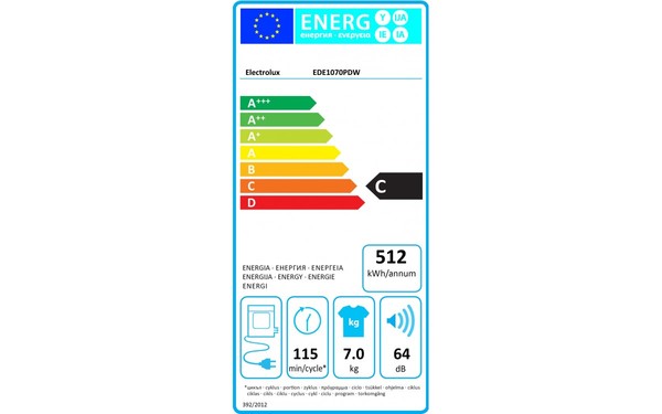 ELECTROLUX EDE1070PDW - &Eacute;tiquette &eacute;nergie