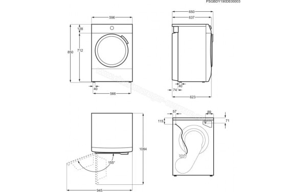 ELECTROLUX EDH1281HB - Dimensions