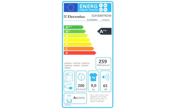 ELECTROLUX EDH3497RDW - &Eacute;tiquette &eacute;nergie