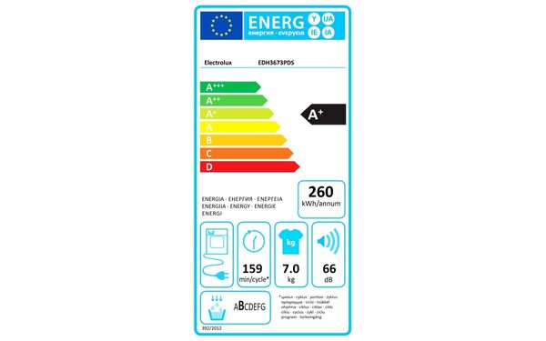 ELECTROLUX EDH3673PDS - &Eacute;tiquette &eacute;nergie