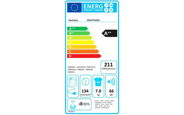 ELECTROLUX EDH3776GDE - &Eacute;tiquette &eacute;nergie