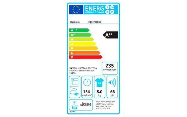 ELECTROLUX EDH3788GGE - &Eacute;tiquette &eacute;nergie