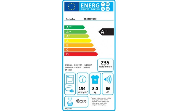ELECTROLUX EDH3887GDE - &Eacute;tiquette &eacute;nergie