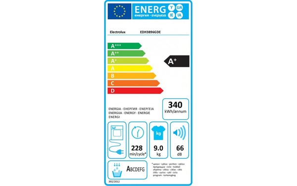 ELECTROLUX EDH3896GDE - &Eacute;tiquette &eacute;nergie