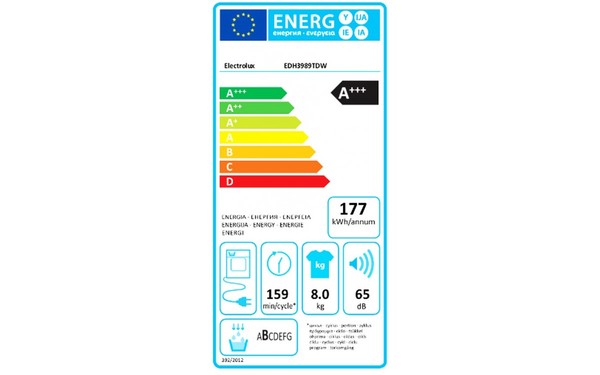 ELECTROLUX EDH3989TDW - &Eacute;tiquette &eacute;nergie